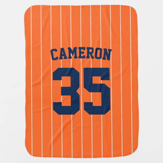 Fully Editable Colors Baseball Jersey Stripes Name Baby Blanket (Front)