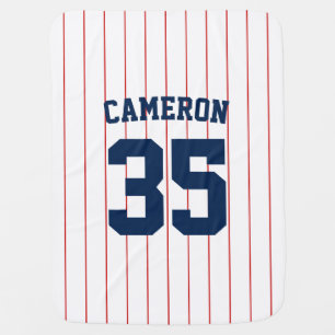 Fully Editable Colors Baseball Jersey Stripes Name Baby Blanket
