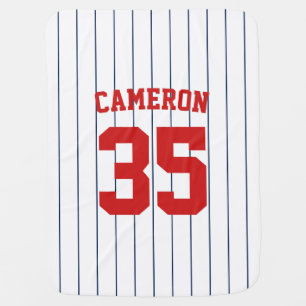 Fully Editable Colors Baseball Jersey Stripes Name Baby Blanket