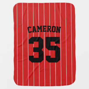 Fully Editable Colors Baseball Jersey Stripes Name Baby Blanket