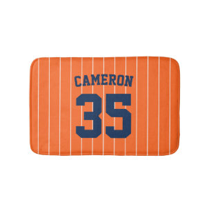 Fully Editable Colors Baseball Jersey Stripes Name Bath Mat