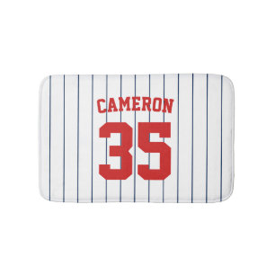 Fully Editable Colors Baseball Jersey Stripes Name Bath Mat