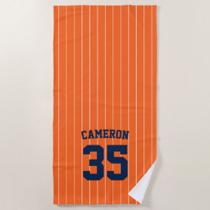Fully Editable Colors Baseball Jersey Stripes Name Beach Towel
