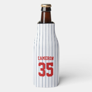 Fully Editable Colors Baseball Jersey Stripes Name Bottle Cooler
