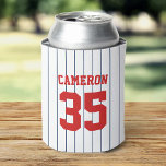 Fully Editable Colors Baseball Jersey Stripes Name Can Cooler at Zazzle