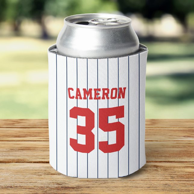 Fully Editable Colors Baseball Jersey Stripes Name Can Cooler (Creator Uploaded)