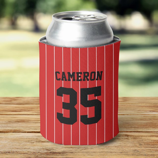 Fully Editable Colors Baseball Jersey Stripes Name Can Cooler (Creator Uploaded)