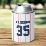 Fully Editable Colors Baseball Jersey Stripes Name Can Cooler at Zazzle