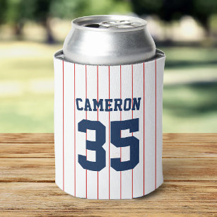 Fully Editable Colors Baseball Jersey Stripes Name Can Cooler