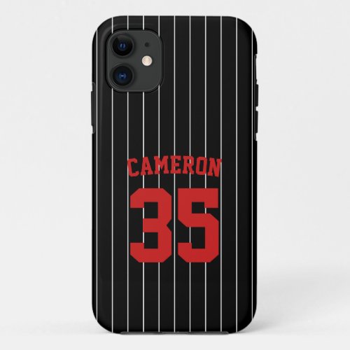Fully Editable Colors Baseball Jersey Stripes Name iPhone 11 Case