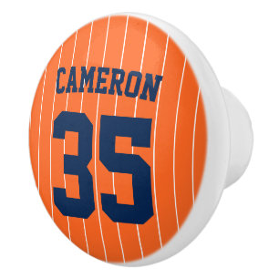 Fully Editable Colors Baseball Jersey Stripes Name Ceramic Knob