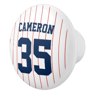 Fully Editable Colors Baseball Jersey Stripes Name Ceramic Knob