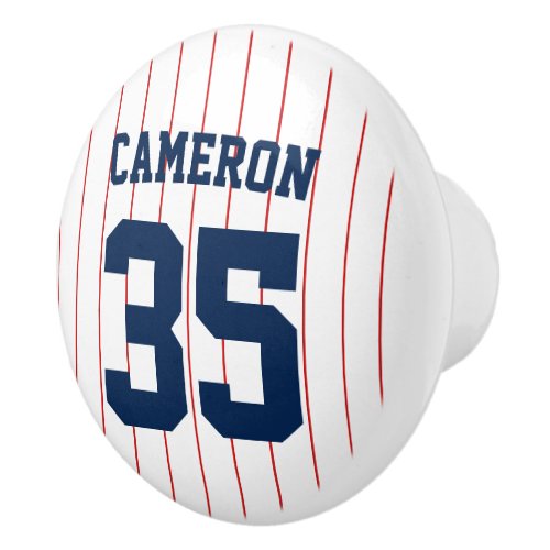 Fully Editable Colors Baseball Jersey Stripes Name Ceramic Knob