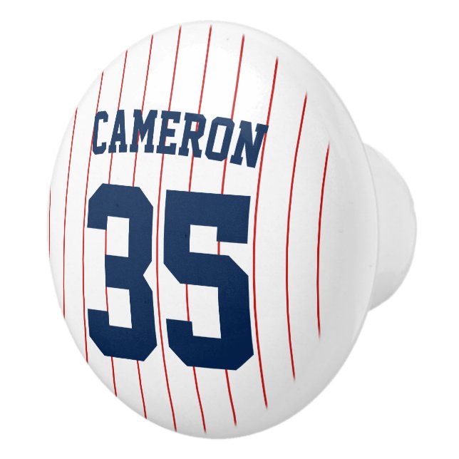 Fully Editable Colors Baseball Jersey Stripes Name Ceramic Knob (Right)