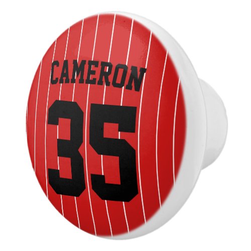 Fully Editable Colors Baseball Jersey Stripes Name Ceramic Knob