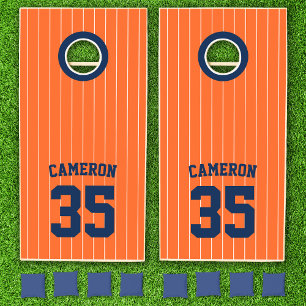 Fully Editable Colors Baseball Jersey Stripes Name Cornhole Set