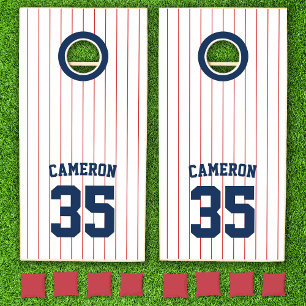 Fully Editable Colors Baseball Jersey Stripes Name Cornhole Set