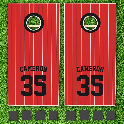 Fully Editable Colors Baseball Jersey Stripes Name Cornhole Set