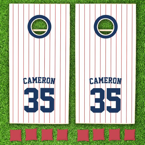 Fully Editable Colors Baseball Jersey Stripes Name Cornhole Set