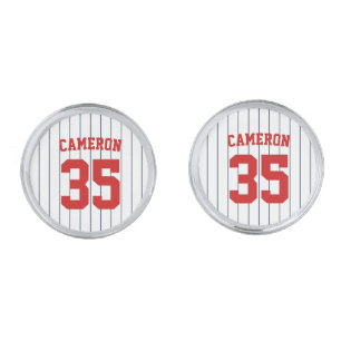 Fully Editable Colors Baseball Jersey Stripes Name Cufflinks