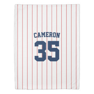 Fully Editable Colors Baseball Jersey Stripes Name Duvet Cover