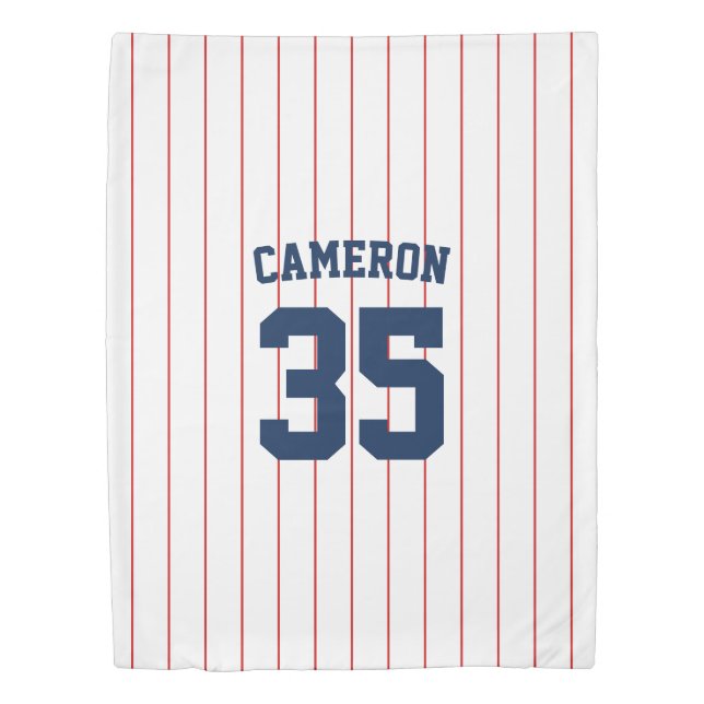 Fully Editable Colors Baseball Jersey Stripes Name Duvet Cover (Front)