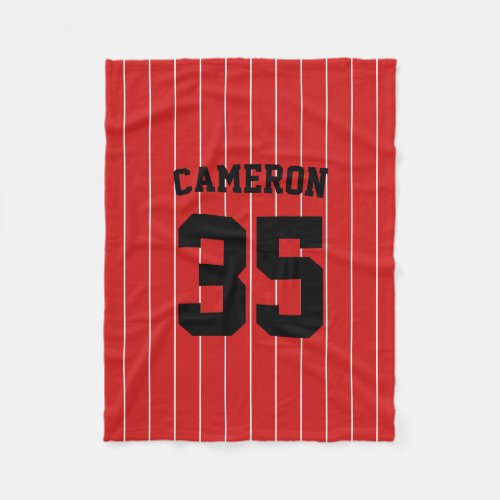 Fully Editable Colors Baseball Jersey Stripes Name Fleece Blanket