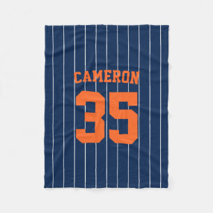 Fully Editable Colors Baseball Jersey Stripes Name Fleece Blanket