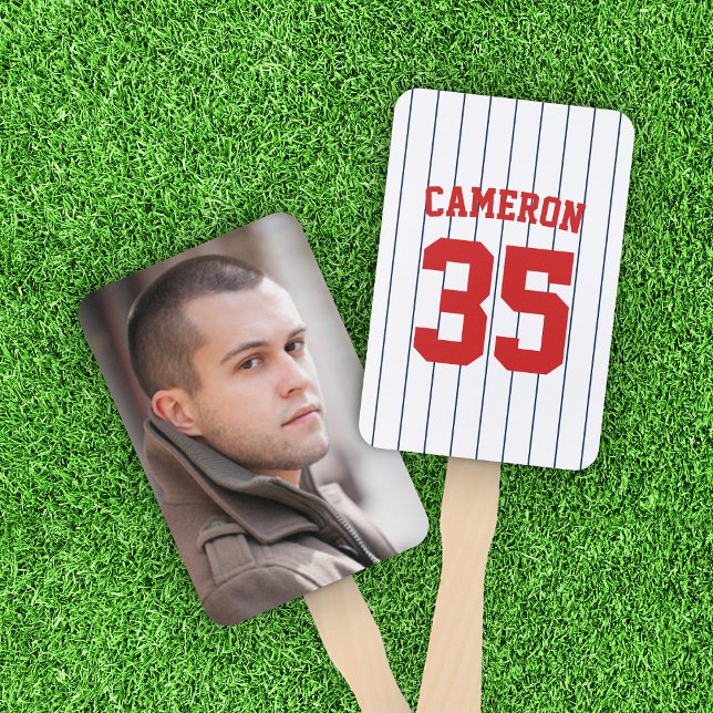 Fully Editable Colors Baseball Jersey Stripes Name Hand Fan (Creator Uploaded)