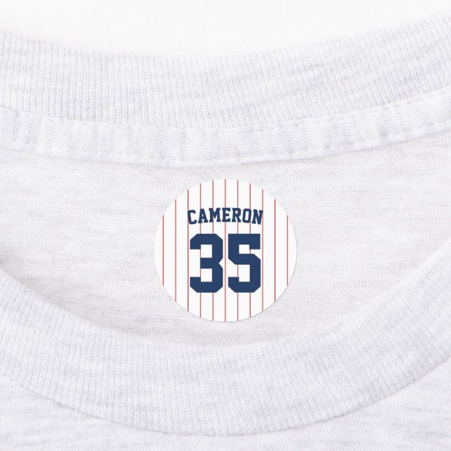 Fully Editable Colors Baseball Jersey Stripes Name Labels (Affixed)