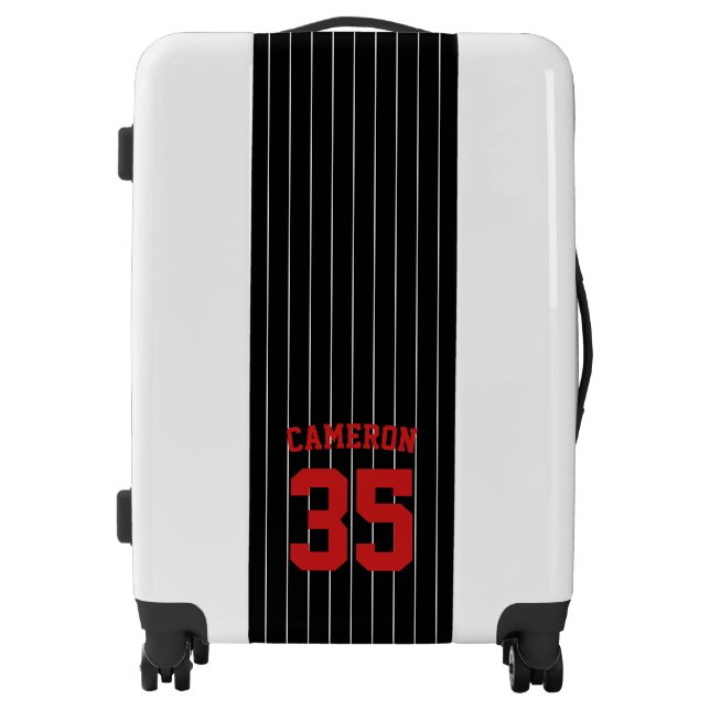 Fully Editable Colors Baseball Jersey Stripes Name Luggage (Front)