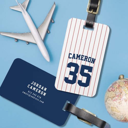 Fully Editable Colors Baseball Jersey Stripes Name Luggage Tag