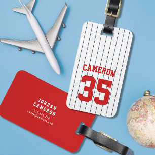 Fully Editable Colors Baseball Jersey Stripes Name Luggage Tag