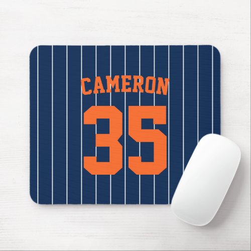 Fully Editable Colors Baseball Jersey Stripes Name Mouse Pad