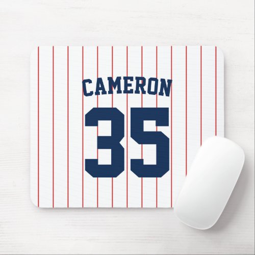 Fully Editable Colors Baseball Jersey Stripes Name Mouse Pad