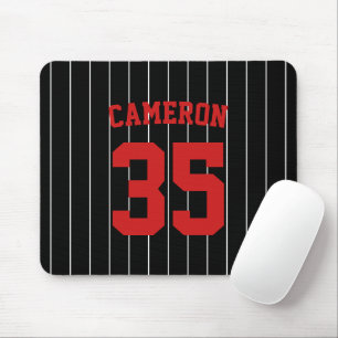 Fully Editable Colors Baseball Jersey Stripes Name Mouse Pad