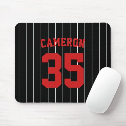 Fully Editable Colors Baseball Jersey Stripes Name Mouse Pad