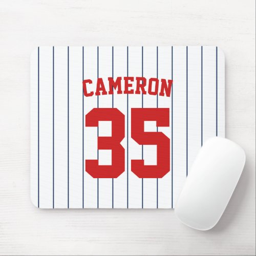 Fully Editable Colors Baseball Jersey Stripes Name Mouse Pad