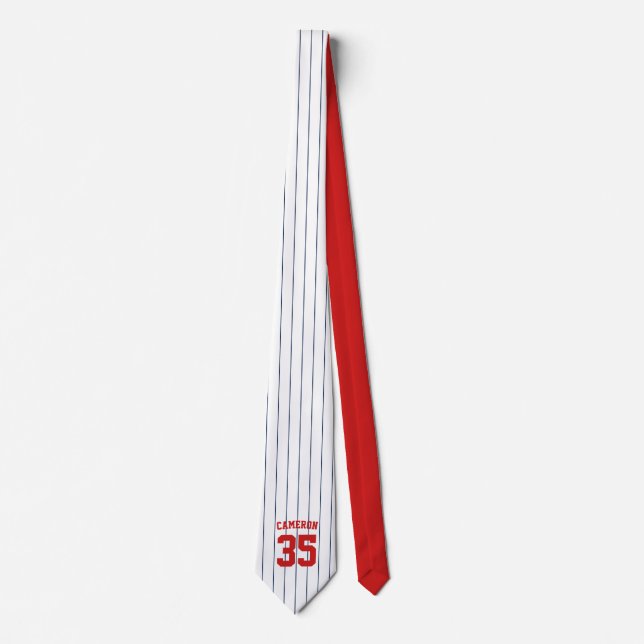 Fully Editable Colors Baseball Jersey Stripes Name Neck Tie (Front)