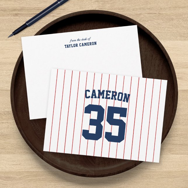 Fully Editable Colors Baseball Jersey Stripes Name Note Card (Creator Uploaded)