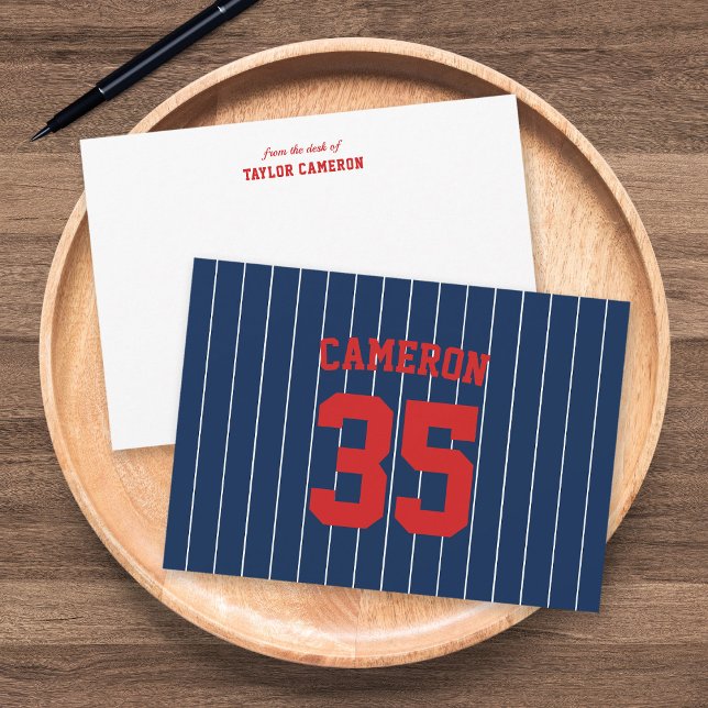Fully Editable Colors Baseball Jersey Stripes Name Note Card (Creator Uploaded)