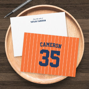 Fully Editable Colors Baseball Jersey Stripes Name Note Card