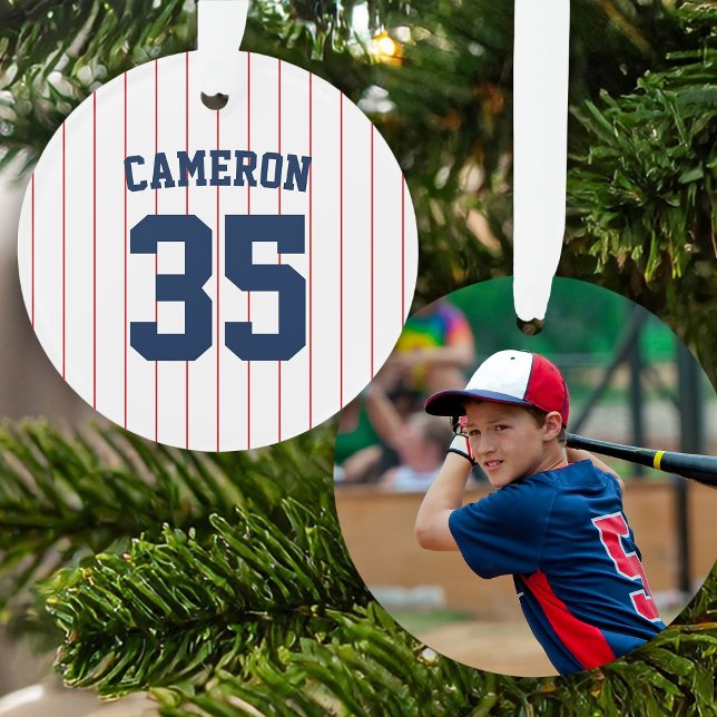 Fully Editable Colors Baseball Jersey Stripes Name Ornament (Creator Uploaded)