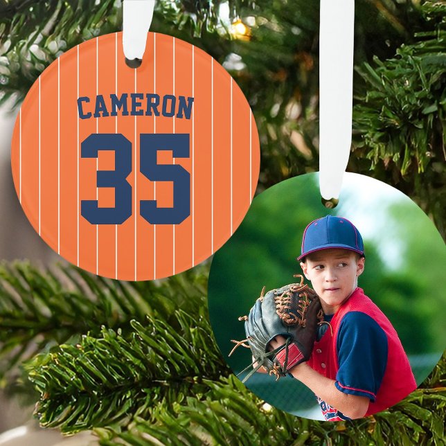 Fully Editable Colors Baseball Jersey Stripes Name Ornament (Creator Uploaded)
