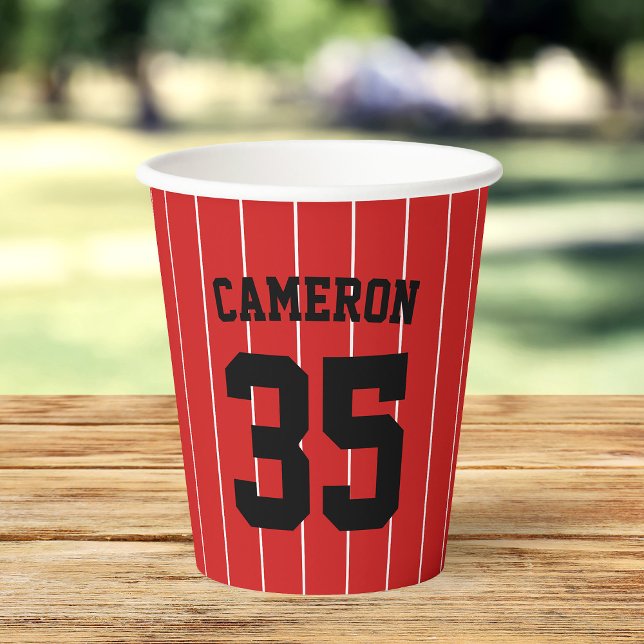 Fully Editable Colors Baseball Jersey Stripes Name Paper Cups (Creator Uploaded)