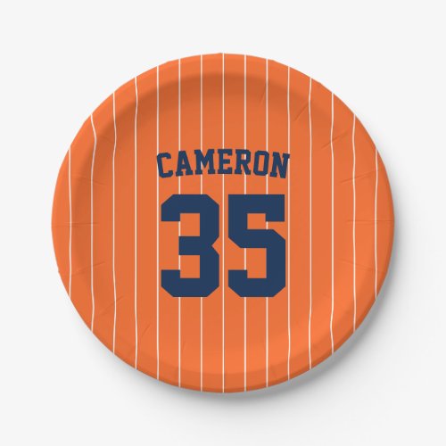 Fully Editable Colors Baseball Jersey Stripes Name Paper Plates