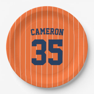 Fully Editable Colors Baseball Jersey Stripes Name Paper Plates