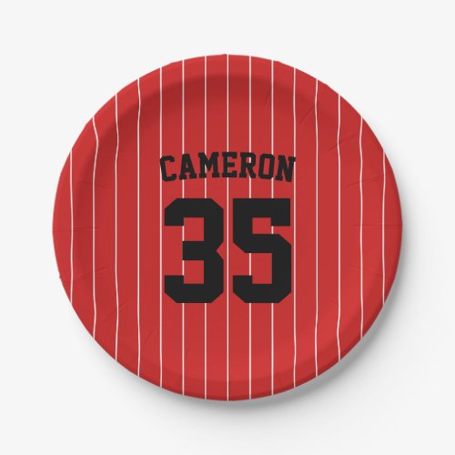 Fully Editable Colors Baseball Jersey Stripes Name Paper Plates