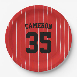 Fully Editable Colors Baseball Jersey Stripes Name Paper Plates