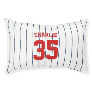 Fully Editable Colors Baseball Jersey Stripes Name Pet Bed